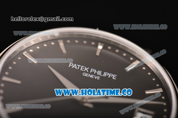 Patek Philippe Calatrava Swiss ETA 2824 Automatic Steel Case with Black Leather Strap Black Dial and Stick Markers - Click Image to Close